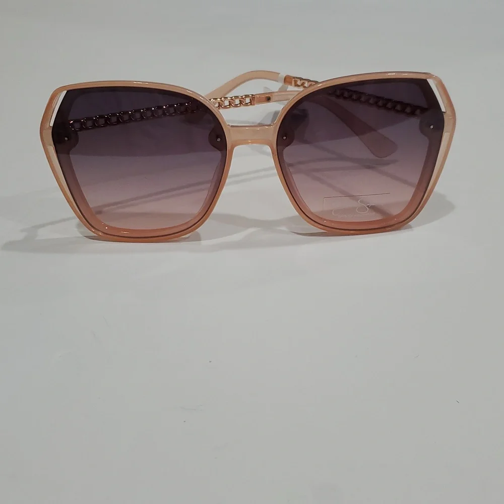 Jessica Simpson J6199 pink gold‎ chainlink style metal arms oval sunglasses new